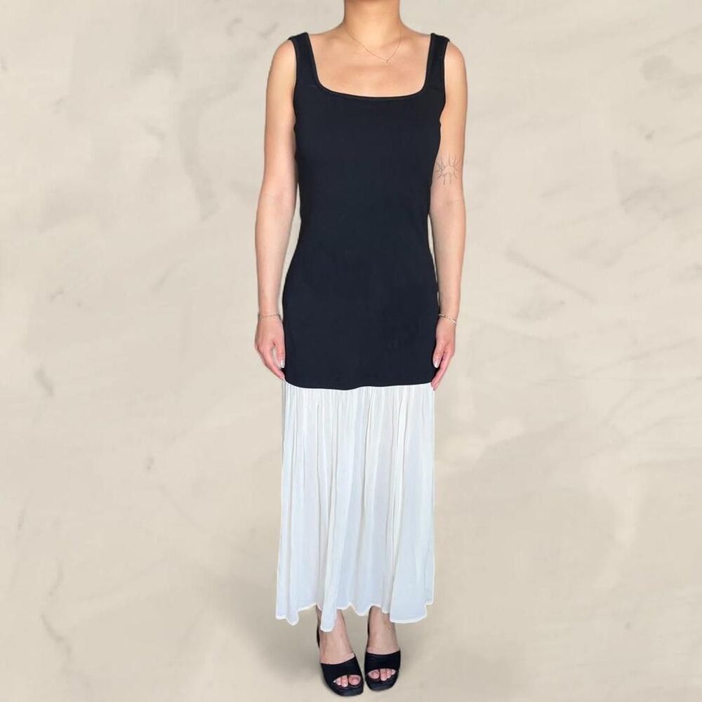 Pixie Market black tank white chiffon maxi dress Gia size medium